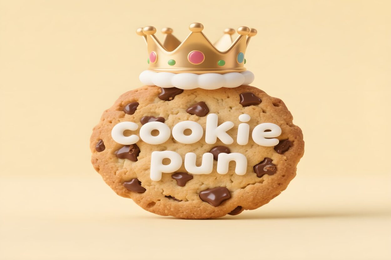 A playful illustration featuring various cookie puns, showcasing humor related to cookies in a fun, creative design.
