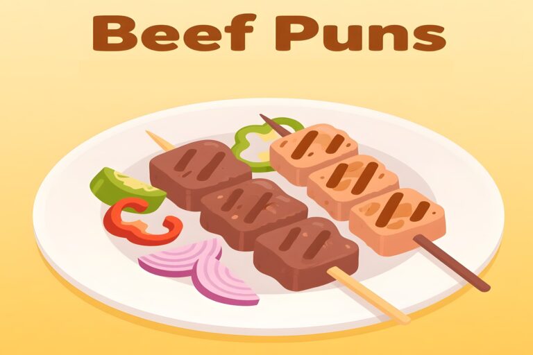 Screenshot of the cooking game "Beef Puns," featuring playful beef-themed graphics and cooking elements.