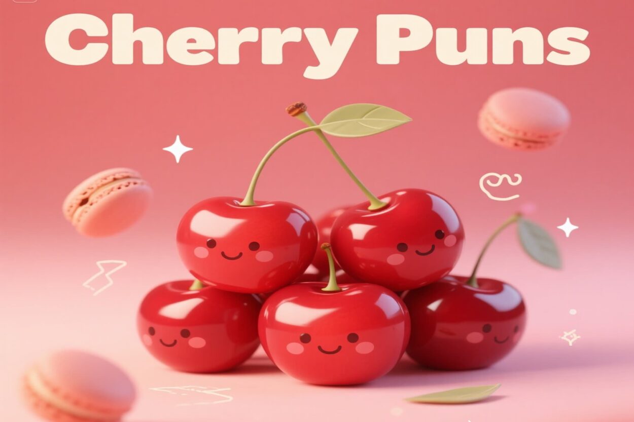 3D Cherry puns model with playful and creative fruit humor