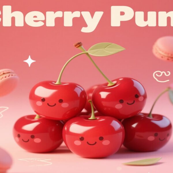 3D Cherry puns model with playful and creative fruit humor