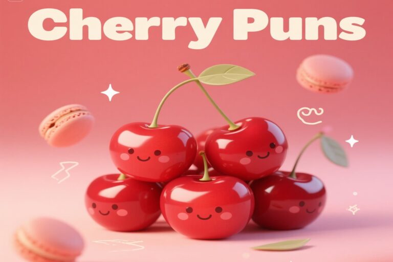 3D Cherry puns model with playful and creative fruit humor
