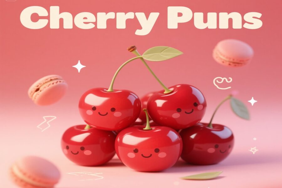 3D Cherry puns model with playful and creative fruit humor