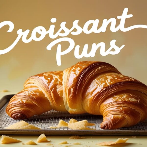 An artistic representation of croissant puns, highlighting the whimsical side of this beloved French pastry.