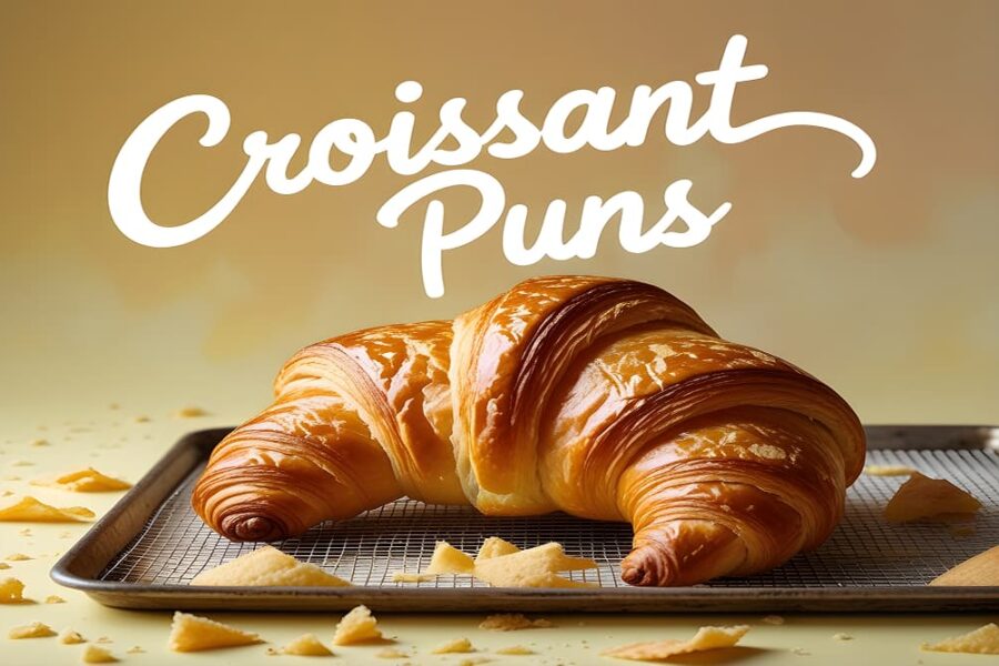 An artistic representation of croissant puns, highlighting the whimsical side of this beloved French pastry.