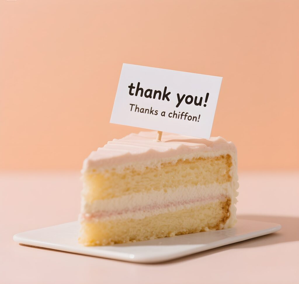 Fun thank you card with cake-themed puns, perfect for showing appreciation.