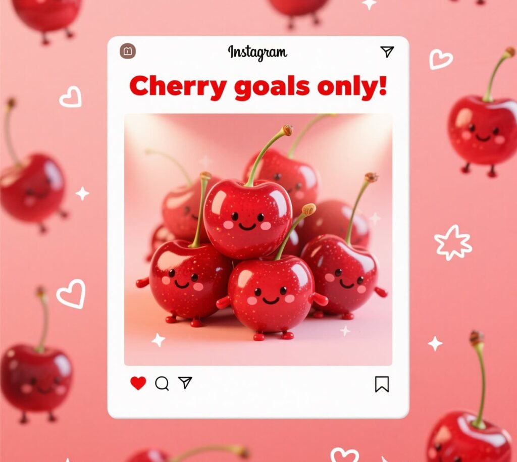 Cherry puns in an Instagram ad promoting a fun, fruity lifestyle.