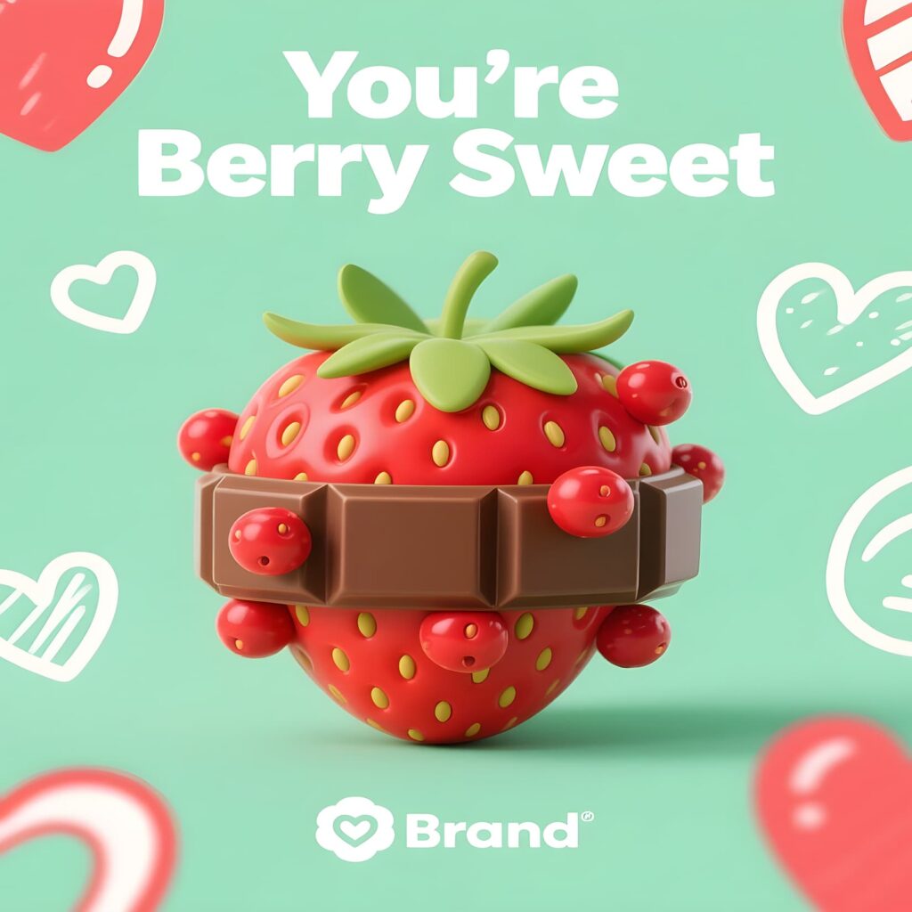 A fun image showcasing the phrase "You're berry sweet" with vibrant berries and chocolate, perfect for chocolate pun lovers.