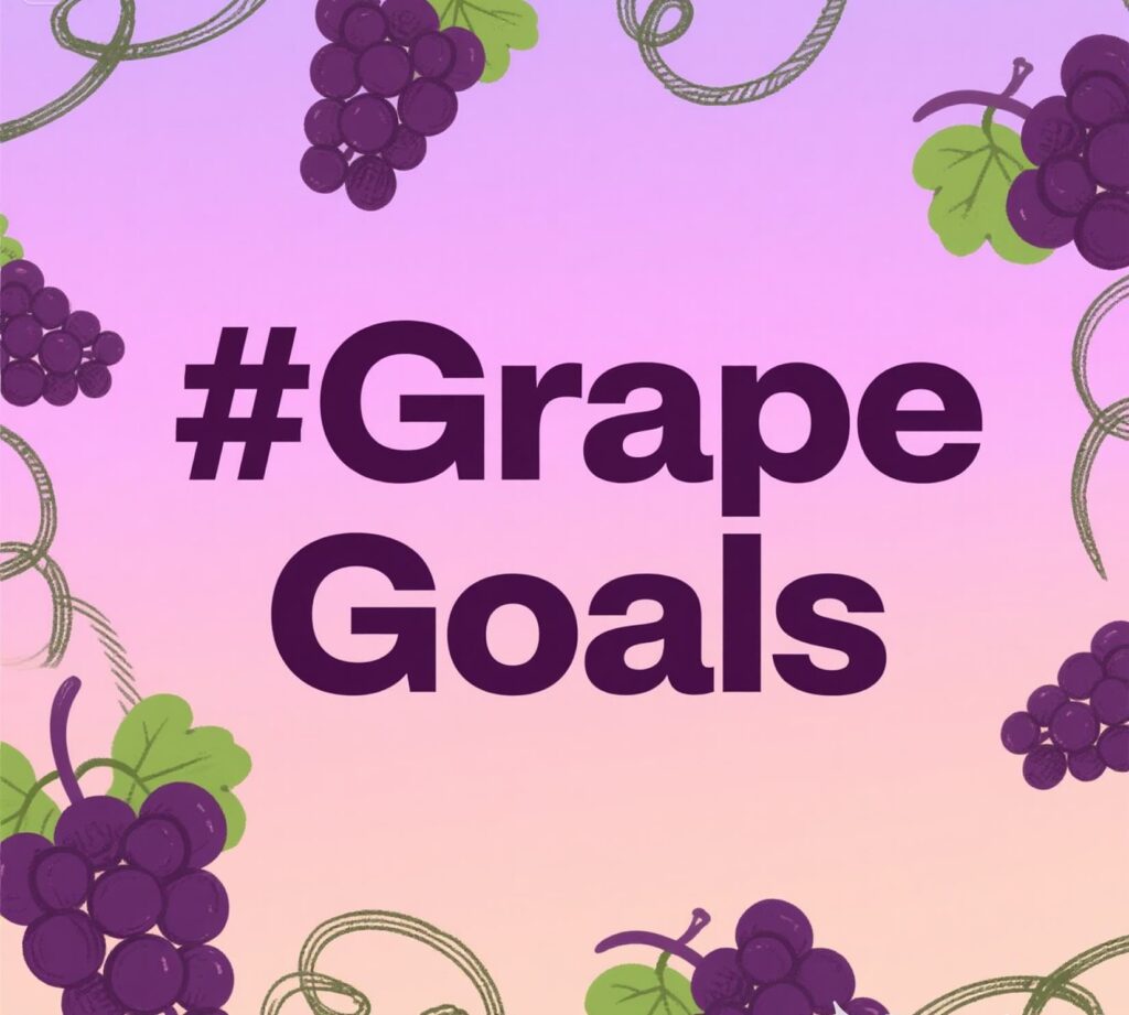 Vibrant grape cluster adding humor and charm, perfectly showing playful grape puns.