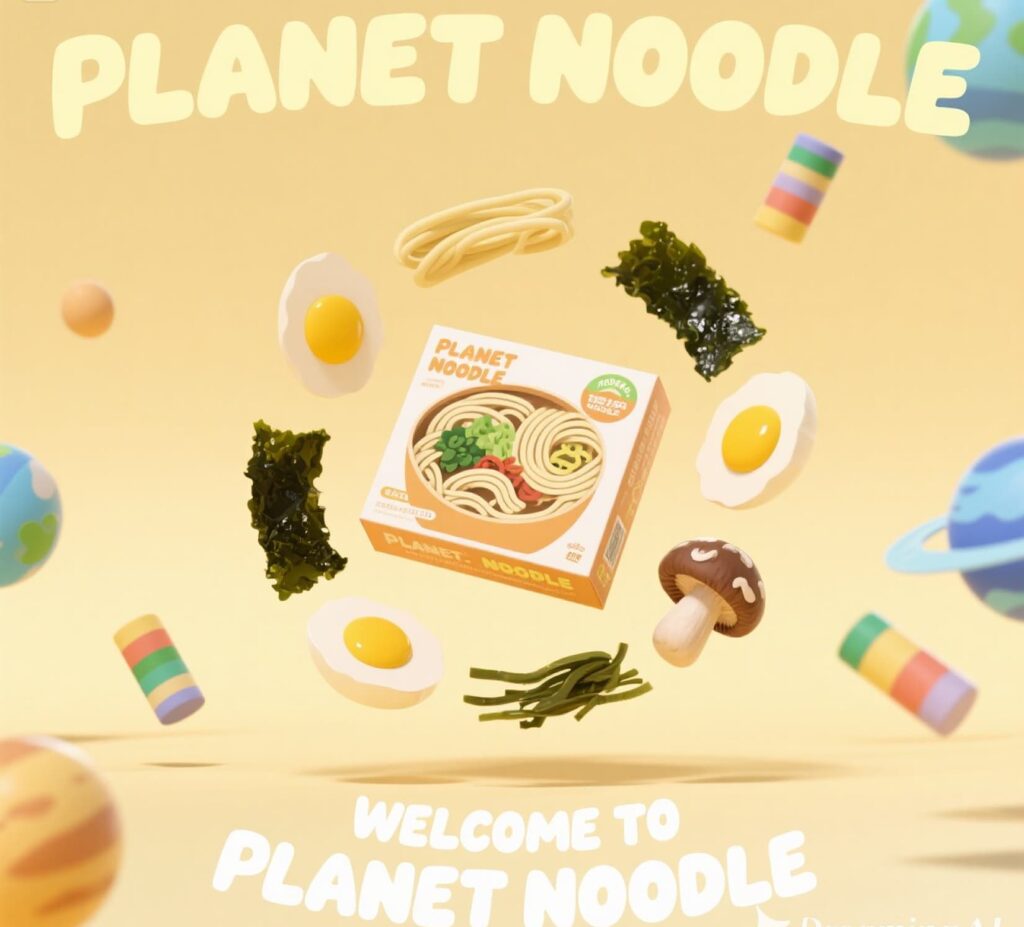 Step into Planet Noodle, a whimsical world bursting with noodle puns and deliciously fun vibes!