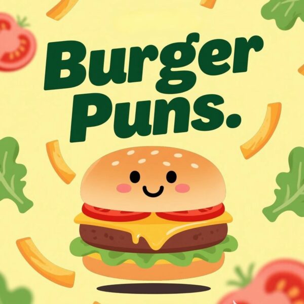 Visual of the Burger Puns post, a resource filled with clever and funny burger puns for enthusiasts.