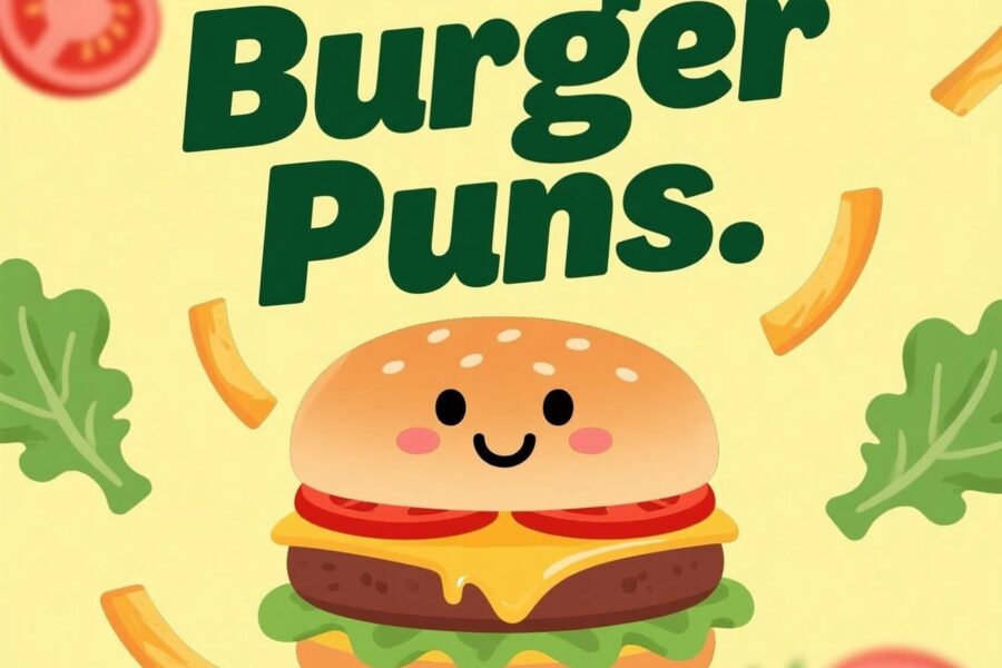 Visual of the Burger Puns post, a resource filled with clever and funny burger puns for enthusiasts.