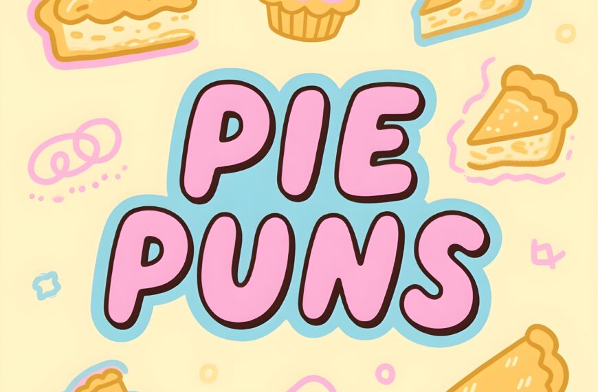 A vibrant illustration showcasing adorable pie puns, bursting with color and charm.