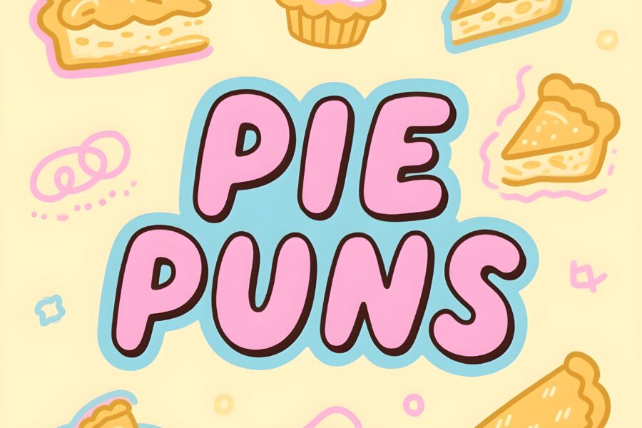 A vibrant illustration showcasing adorable pie puns, bursting with color and charm.