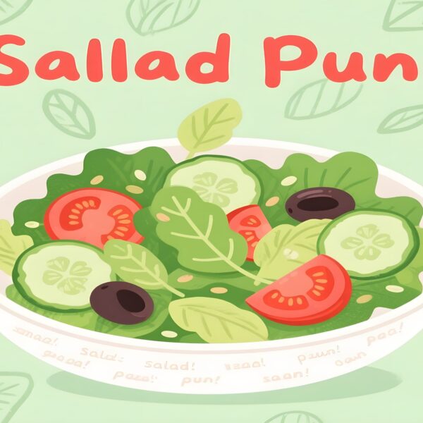 Colorful vector illustration showcasing various salad puns in a fun and engaging design.