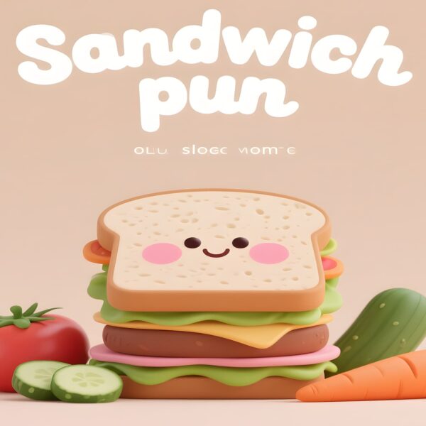 A colorful 3D illustration showcasing a sandwich pun, combining humor and creativity in a visually engaging design.
