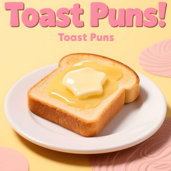 A colorful design displaying amusing toast puns, combining humor and food in a lighthearted way.
