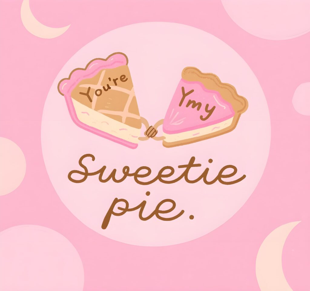 Cute Valentine's Day card with a pie pun, adorned with hearts and whimsical designs for a sweet touch.