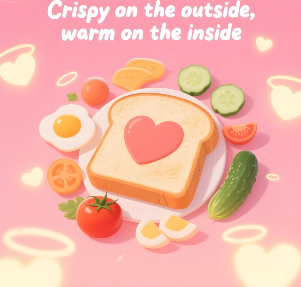 A golden-brown toast slice, crispy on the outside and warm on the inside, perfect for breakfast or a snack.