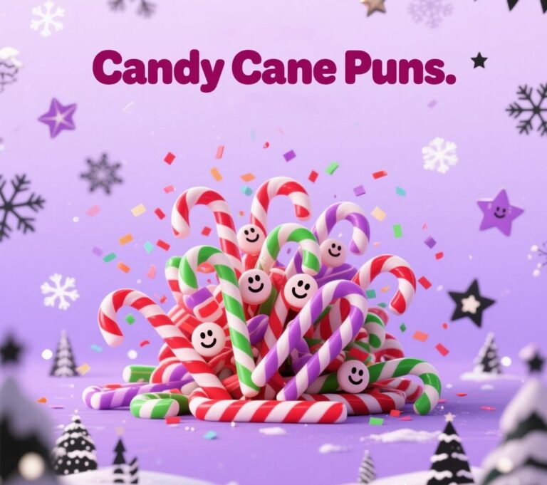 An eye-catching candy cane pun ad filled with assorted candy canes, emphasizing humor and festive spirit.