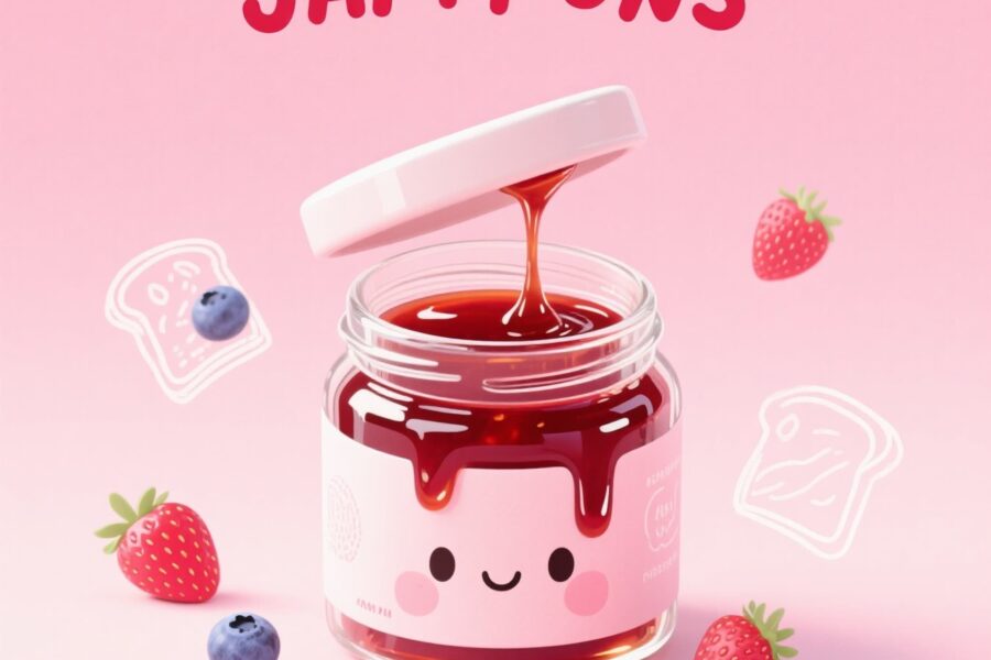 A vibrant display of jam puns, showcasing clever wordplay centered around fruit preserves and humor.
