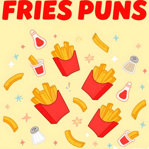 A humorous collection of fry-related puns created by Mr. Mr, highlighting clever wordplay and fun visuals.